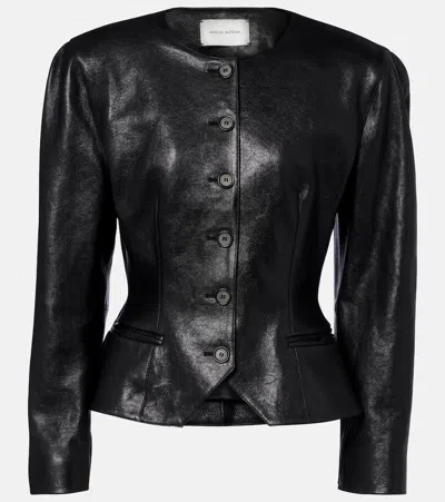 Magda Butrym Peplum Leather Jacket In Black