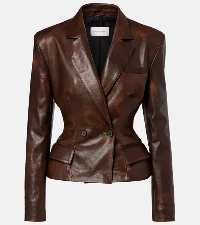 Magda Butrym Peplum Leather Jacket In Multi