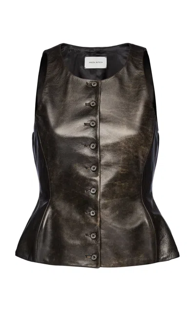 Magda Butrym Peplum Leather Vest In Black