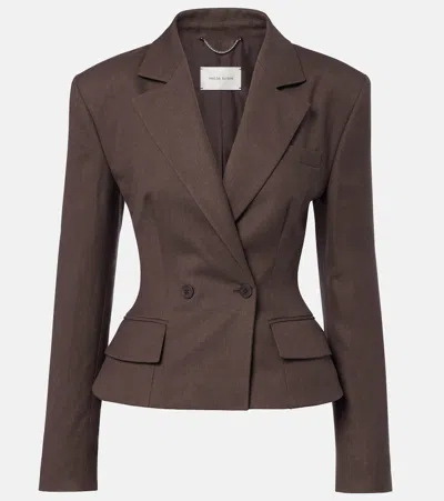 Magda Butrym Peplum Linen Blazer In Brown