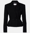 Magda Butrym Hourglass Wool Peplum Cropped Blazer In Black