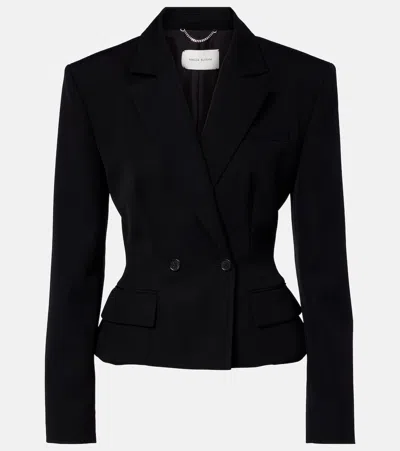 Magda Butrym Cropped Double-breasted Silk Blazer In Black