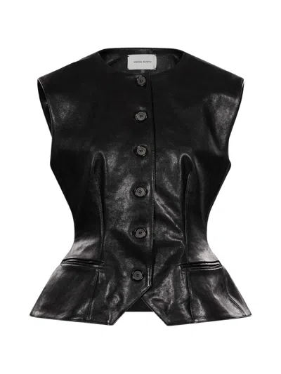 Magda Butrym Cropped Full-grain Leather Vest In Black