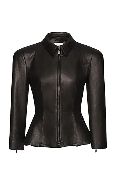 Magda Butrym Peplum-waist Leather Jacket In Black