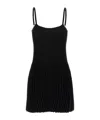 Magda Butrym Ribbed Texture Pleated Skirt Dress In Black