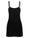 Magda Butrym Ribbed Texture Pleated Skirt Dress In Black