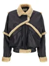 Magda Butrym Shearling Trim Jacket Front Pockets In Black