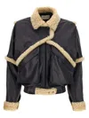 Magda Butrym Shearling Trim Jacket Front Pockets In Black