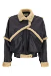 Magda Butrym Shearling Trim Jacket Front Pockets In Blue