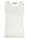 Magda Butrym Lace Trim Ribbed Texture Scoop Neck Top In Neutral