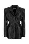 Magda Butrym Leather Tie-back Blazer In Black