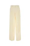 Magda Butrym Cream Wool Blend Wide-leg Pant