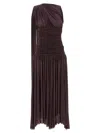 Magda Butrym One Shoulder Draped Floor-length Dress In Brown