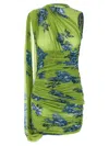 Magda Butrym Draped Floral One Shoulder Ruched Dress In Green