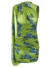 Magda Butrym Draped Floral One Shoulder Ruched Dress In Green