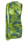 Magda Butrym Draped Floral One Shoulder Ruched Dress In Green