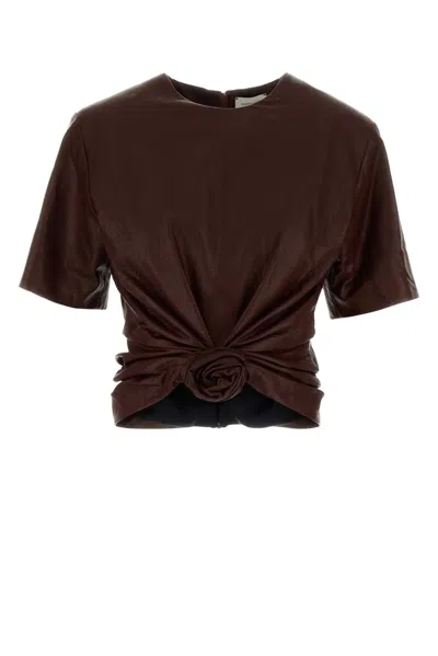 Magda Butrym Pf26 Leather 15 Blouse Brown In Multi