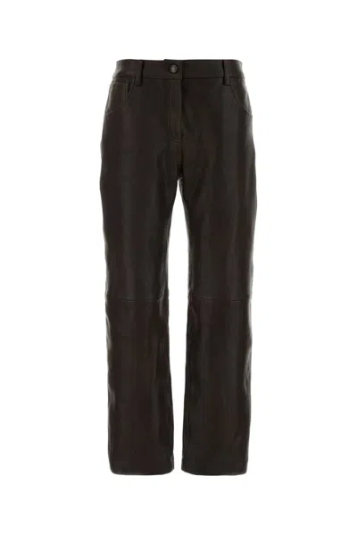 Magda Butrym Pf26 Leather 18 Pants Dark Brown In Animal Print