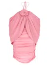 Magda Butrym Mini Pink Dress With Cape And Rose Patch In Stretch Polyamide Woman In Pink
