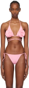 Magda Butrym Pink Floral Bikini Top In Pink