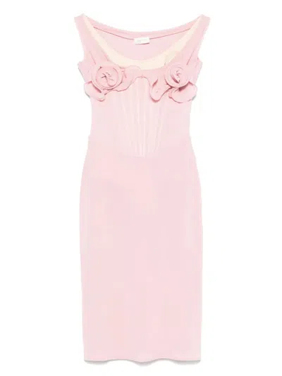 Magda Butrym Pink Floral Bustier Midi Dress