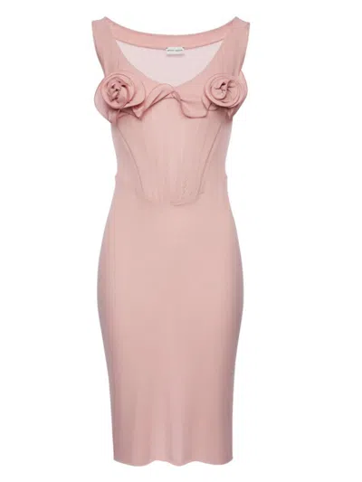 MAGDA BUTRYM MAGDA BUTRYM PINK FLORAL BUSTIER MIDI DRESS