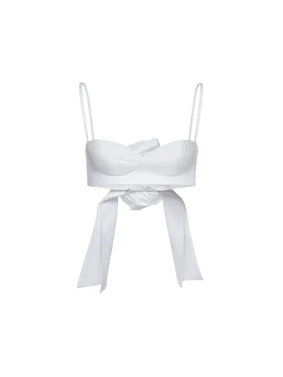 Magda Butrym Tie-back Cropped Cotton Bra Top In White