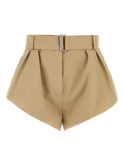 Magda Butrym Pleated Belted Mini Shorts In Beige