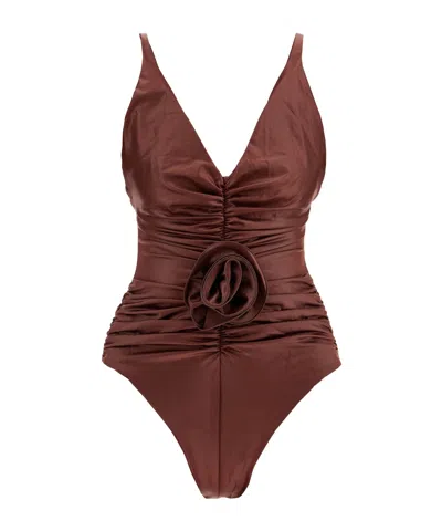 MAGDA BUTRYM MAGDA BUTRYM RUCHED FLOWER SWIMSUIT