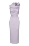 Magda Butrym Magda Burtym Ruched Mock Neck Midi Dress In Purple