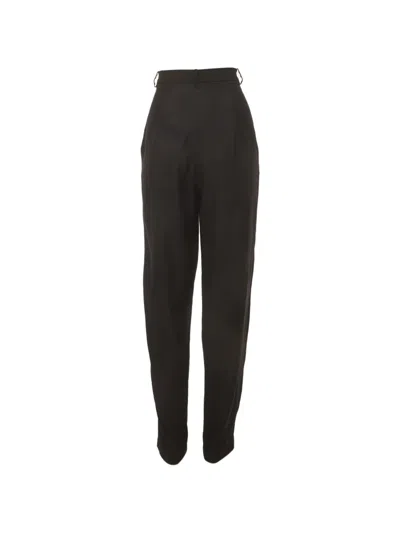 Pre-owned Magda Butrym Pleated High-rise Trousers In Black