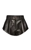 Magda Butrym Pleated Leather Shorts In Black