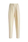 Magda Butrym Pleated Silk And Wool-blend Tapered Pants In Beige