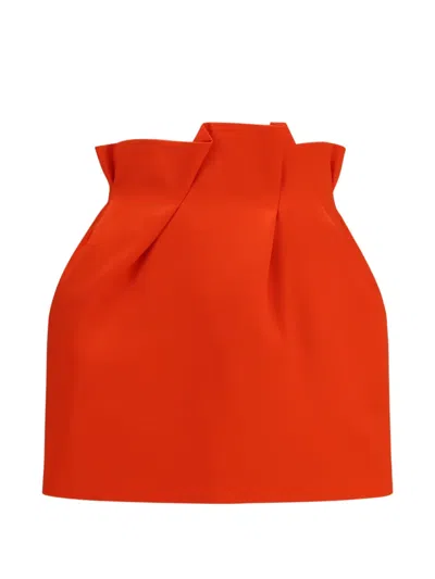 Magda Butrym Pleated Silk Mini Skirt In Red