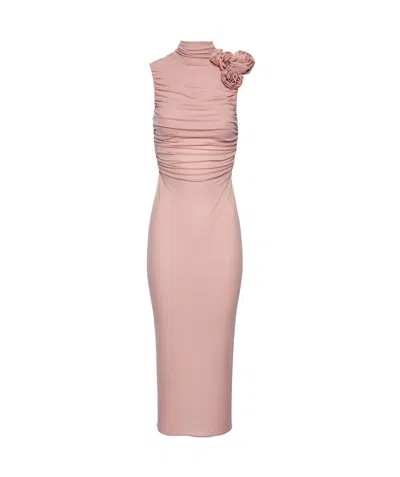 MAGDA BUTRYM RUCHED MOCK-NECK MIDI DRESS