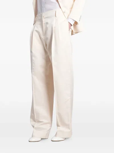 Magda Butrym Pleated Straight-leg Trousers In Neutral