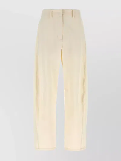 Magda Butrym Pleated Trousers With Belt Loops And Back Pocket In Beige