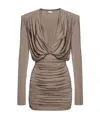 Magda Butrym Plunge Draped Minidress In Nude