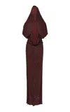 Magda Butrym Plunging Hooded Maxi Dress In Burgundy