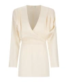 Magda Butrym Plunging V-neck Silk-satin Minidress In Neutral