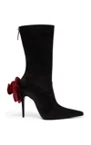Magda Butrym Pointed Flower Satin Boots In Red