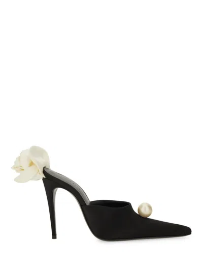 Magda Butrym Pointed Toe Satin Mules In Black