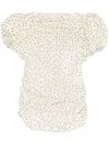 Magda Butrym Ruched Polka-dot Print Stretch-silk Chiffon Top In Neutrals