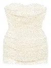 Magda Butrym Strapless Crochet-trimmed Ruched Polka-dot Silk-blend Chiffon Mini Dress In Neutral