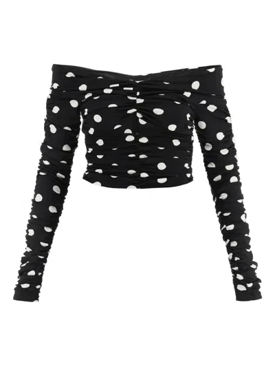 Magda Butrym Polka Dot-print Crop Top In Black