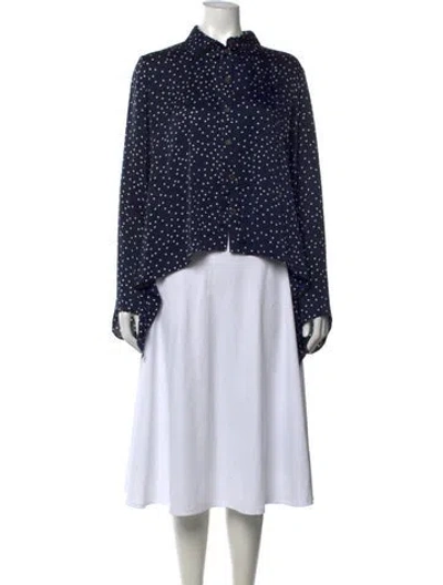 Pre-owned Magda Butrym Polka Dot Print Long Sleeve Blouse In Blue