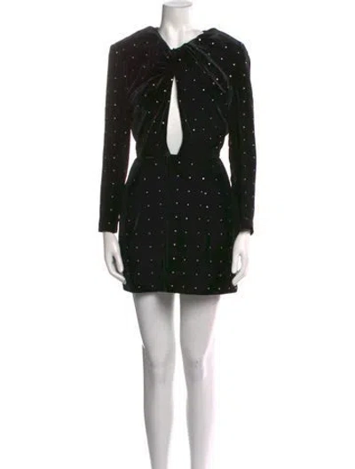 Pre-owned Magda Butrym Polka Dot Print Mini Dress In Black