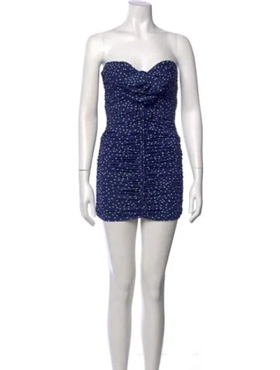 Pre-owned Magda Butrym Polka Dot Print Mini Dress In Blue