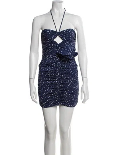 Pre-owned Magda Butrym Polka Dot Print Mini Dress In Blue