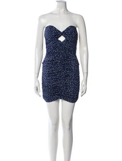 Pre-owned Magda Butrym Polka Dot Print Mini Dress In Blue